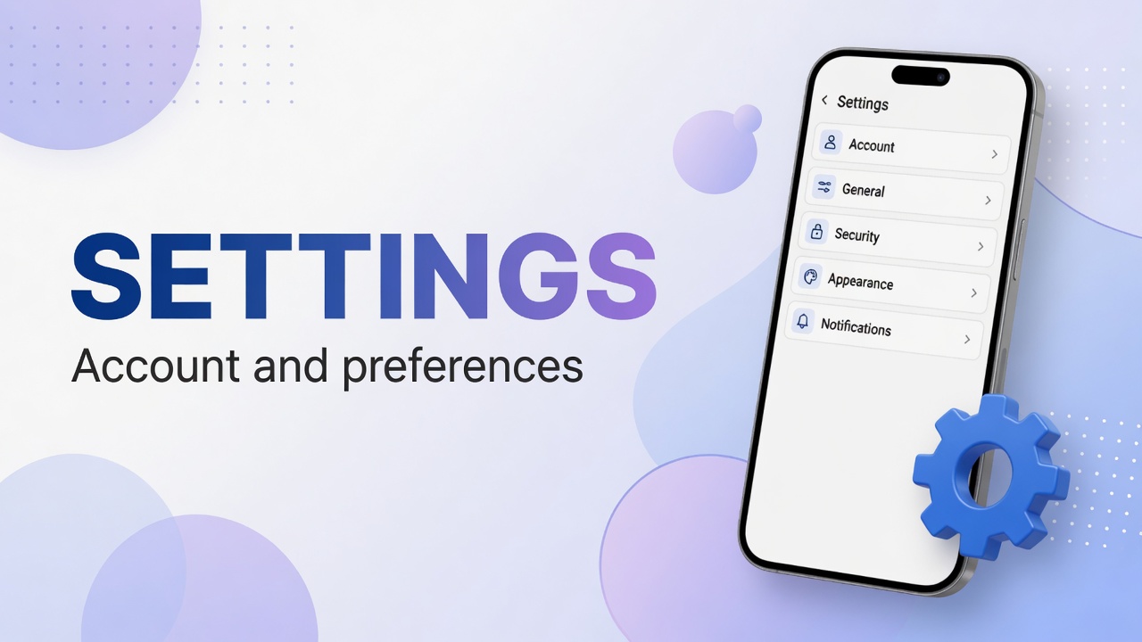 Settings and account in DicaNote: what each section does